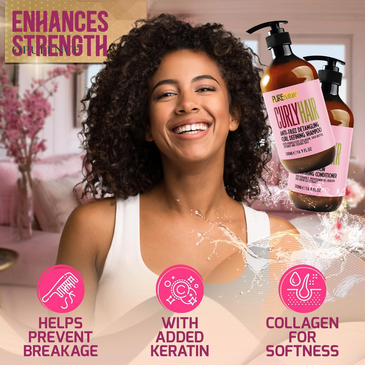 Curly Hair Shampoo and Conditioner Set Sulfate Free and Color Safe for Wavy Frizzy Fine Black and Permed Styles Moisturizing for Men and Women Deep Curl Hydrating Products with Argan Oil