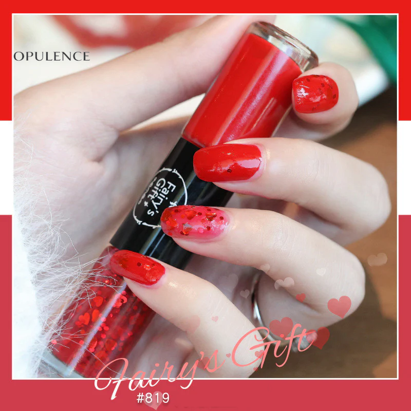 Dual-Tone Glossy Nail Set with Fast-Dry Sparkle Polish, No-Bake Chip-Resistant Clear Coat