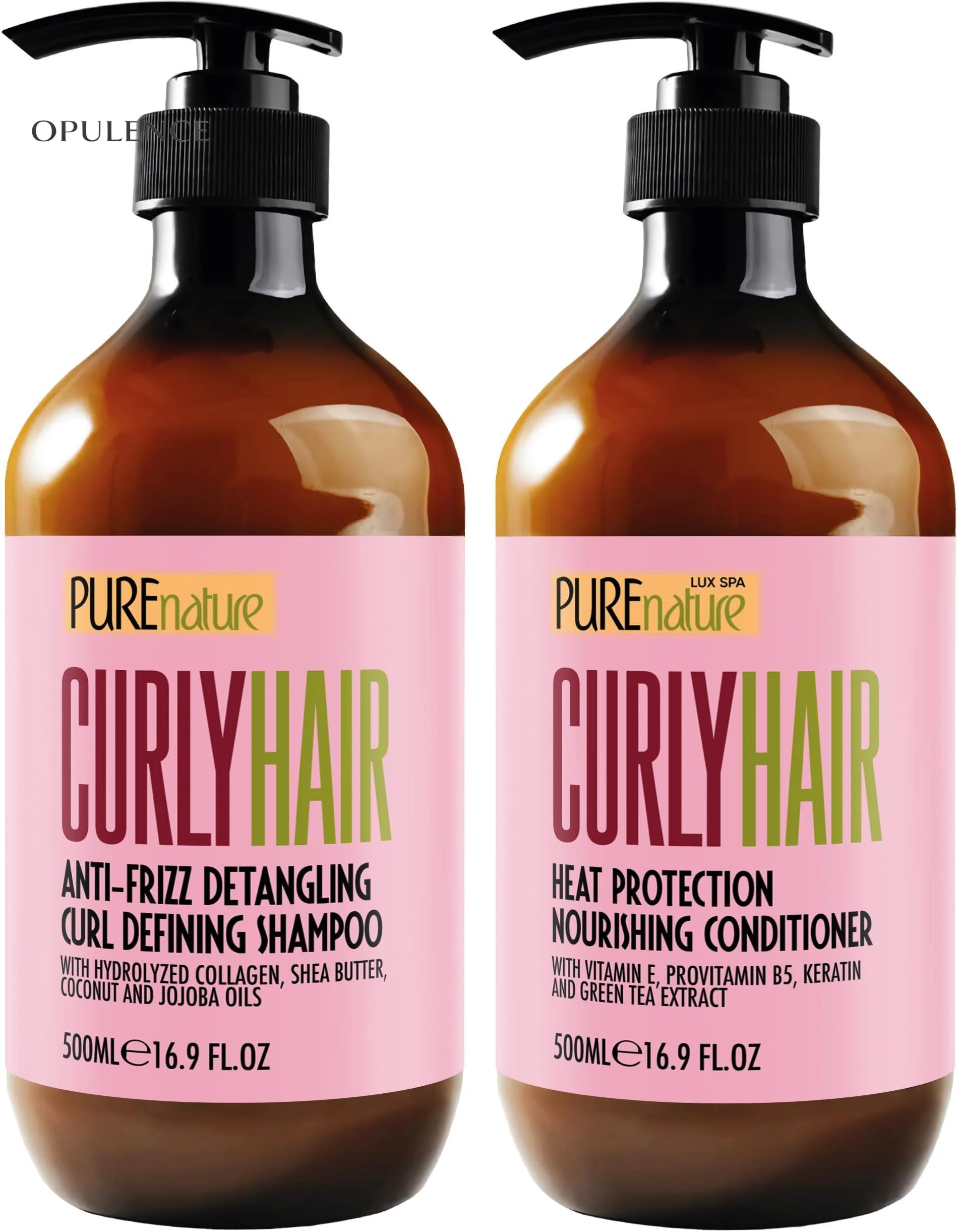 Curly Hair Shampoo and Conditioner Set Sulfate Free and Color Safe for Wavy Frizzy Fine Black and Permed Styles Moisturizing for Men and Women Deep Curl Hydrating Products with Argan Oil