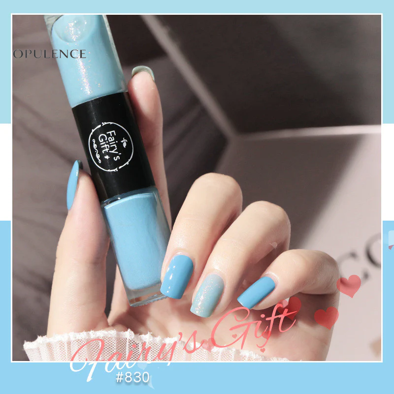 Dual-Tone Glossy Nail Set with Fast-Dry Sparkle Polish, No-Bake Chip-Resistant Clear Coat