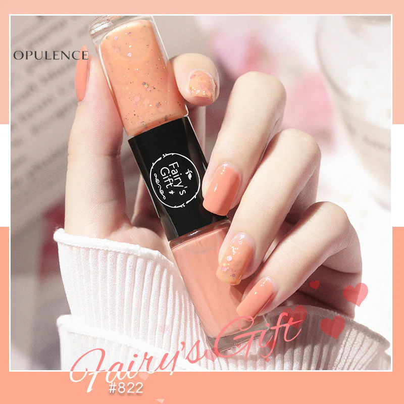 Dual-Tone Glossy Nail Set with Fast-Dry Sparkle Polish, No-Bake Chip-Resistant Clear Coat